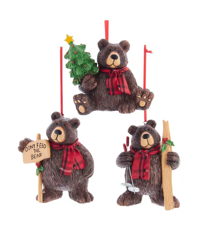 Lodge Brown Bear Ornament (Single) - Random Style