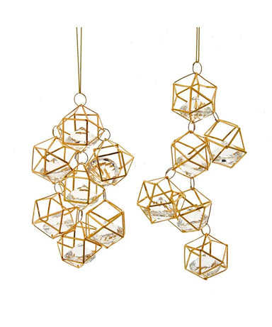 Geometric Gold Wire With Crystals Ornament (Single) - Random Style