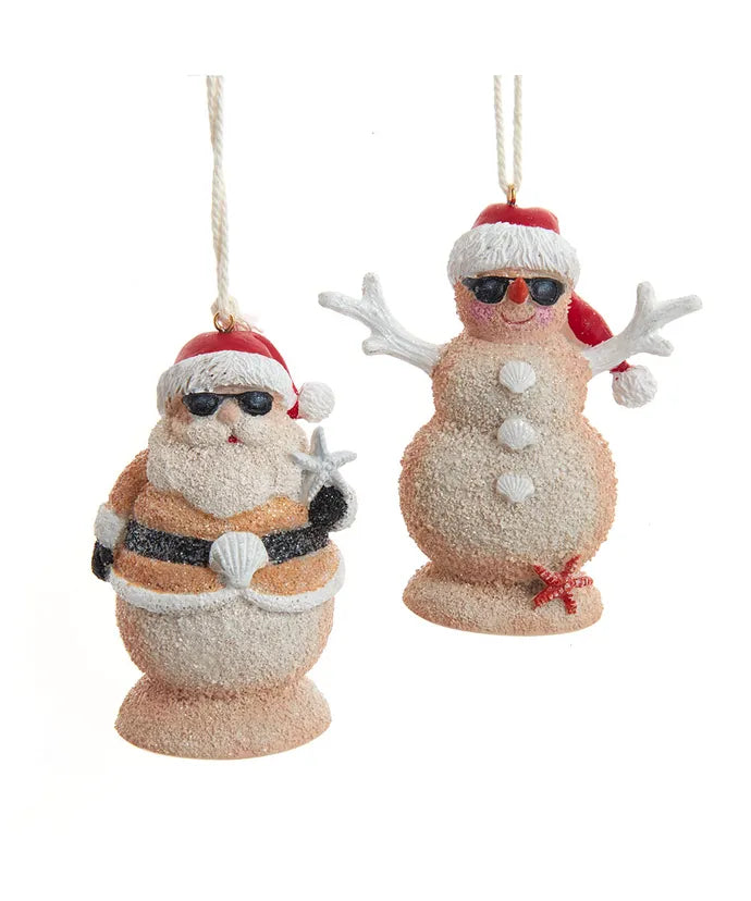 Sand Santa or Snowman Ornament (Single) - Random Style