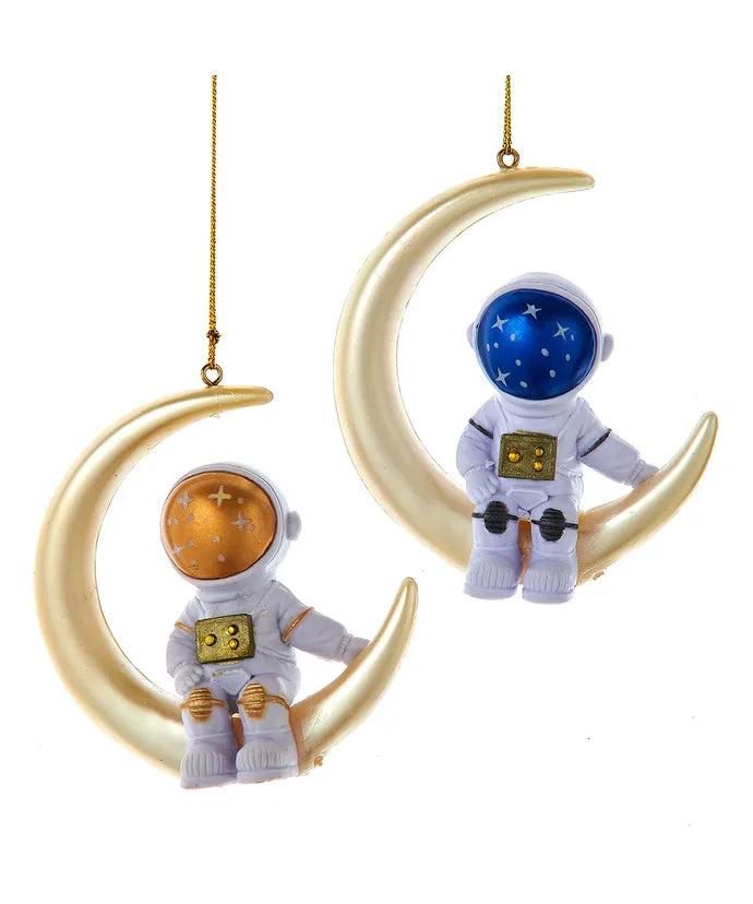 Astronaut on Crescent Moon Ornament (Single) - Random Style