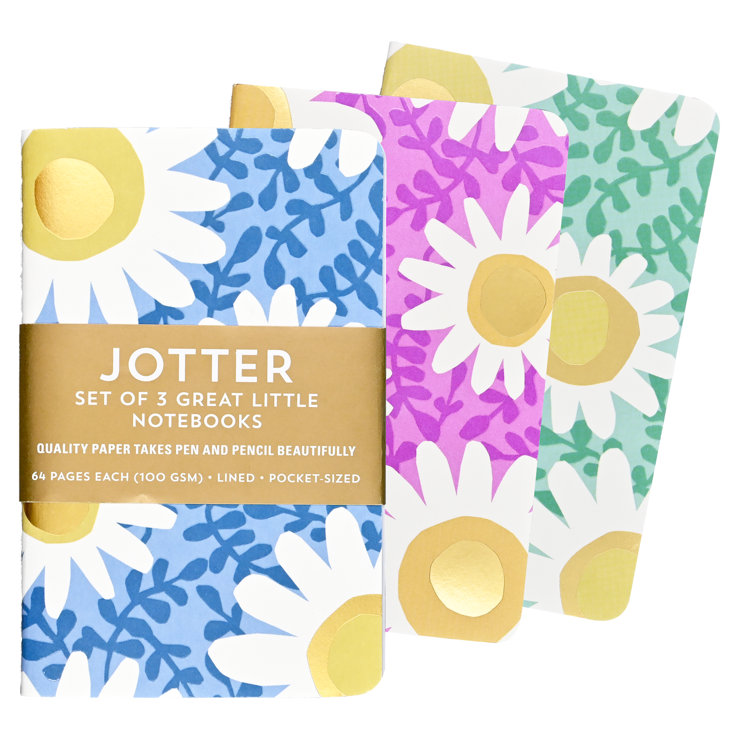 PTR Jotter Mini Notebooks: Daisies - Set of Three