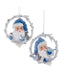 Santa In White Twig Wreath Ornament (Single) - Random Style