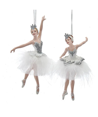 Silver and White Ballerina Ornament (Single) - Random Style