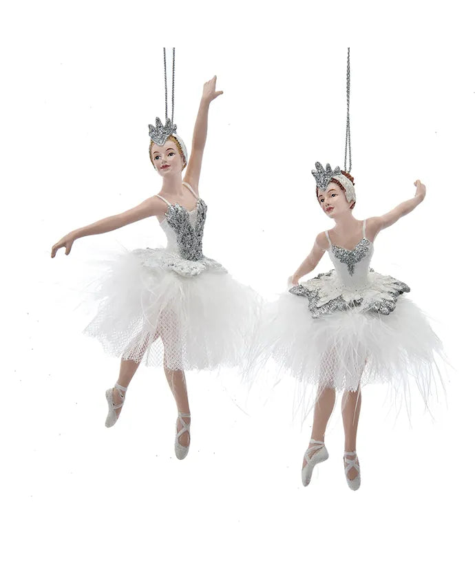 Silver and White Ballerina Ornament (Single) - Random Style