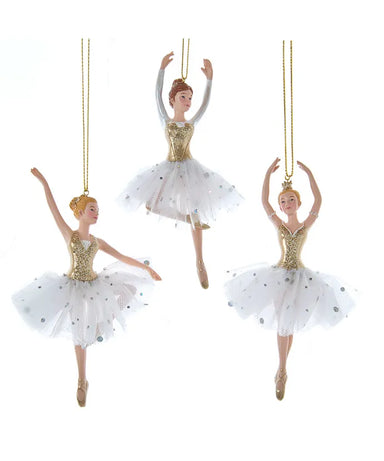 White and Gold Ballerina Ornament (Single) - Random Style