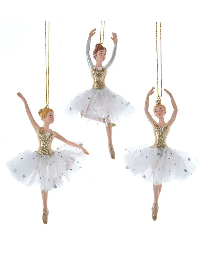 White and Gold Ballerina Ornament (Single) - Random Style