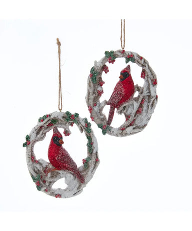 Birch Berry Cardinal Ornament (Single) - Random Style