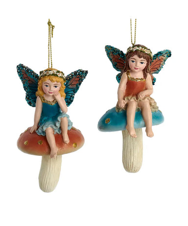 Fairy Sitting on Mushroom Ornament (Single) - Random Style