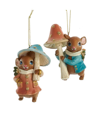 Mouse Holding Mushroom Ornament (Single) - Random Style