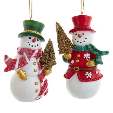 Snowman With Gold Tree (Single) - Random Style