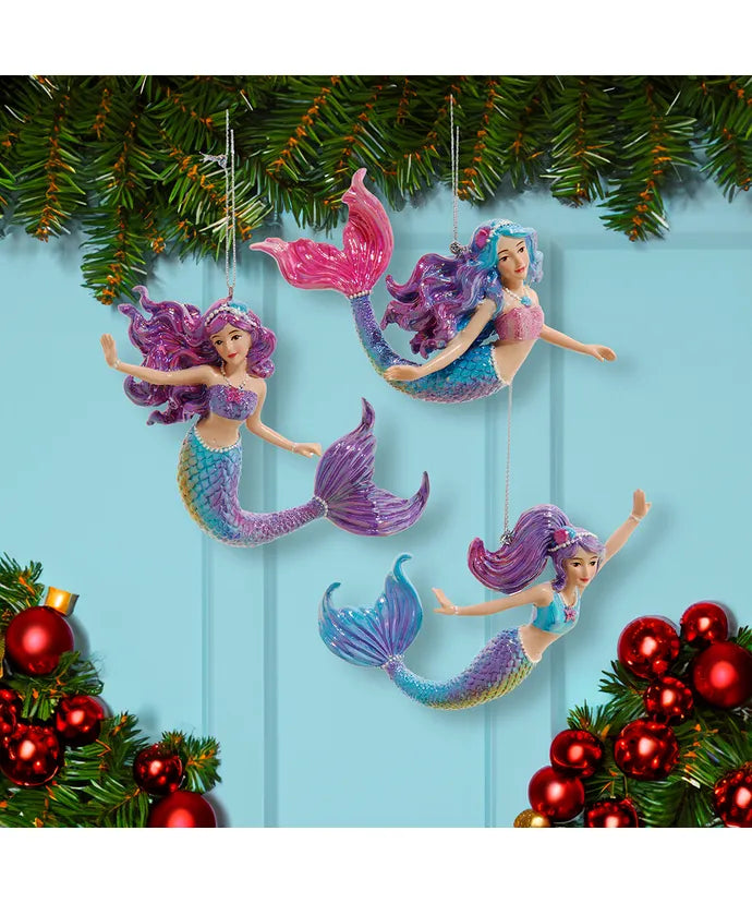 Pink, Purple, Or Blue Mermaid Ornament (Single) - Random Style