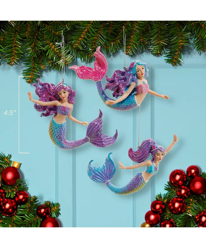 Pink, Purple, Or Blue Mermaid Ornament (Single) - Random Style