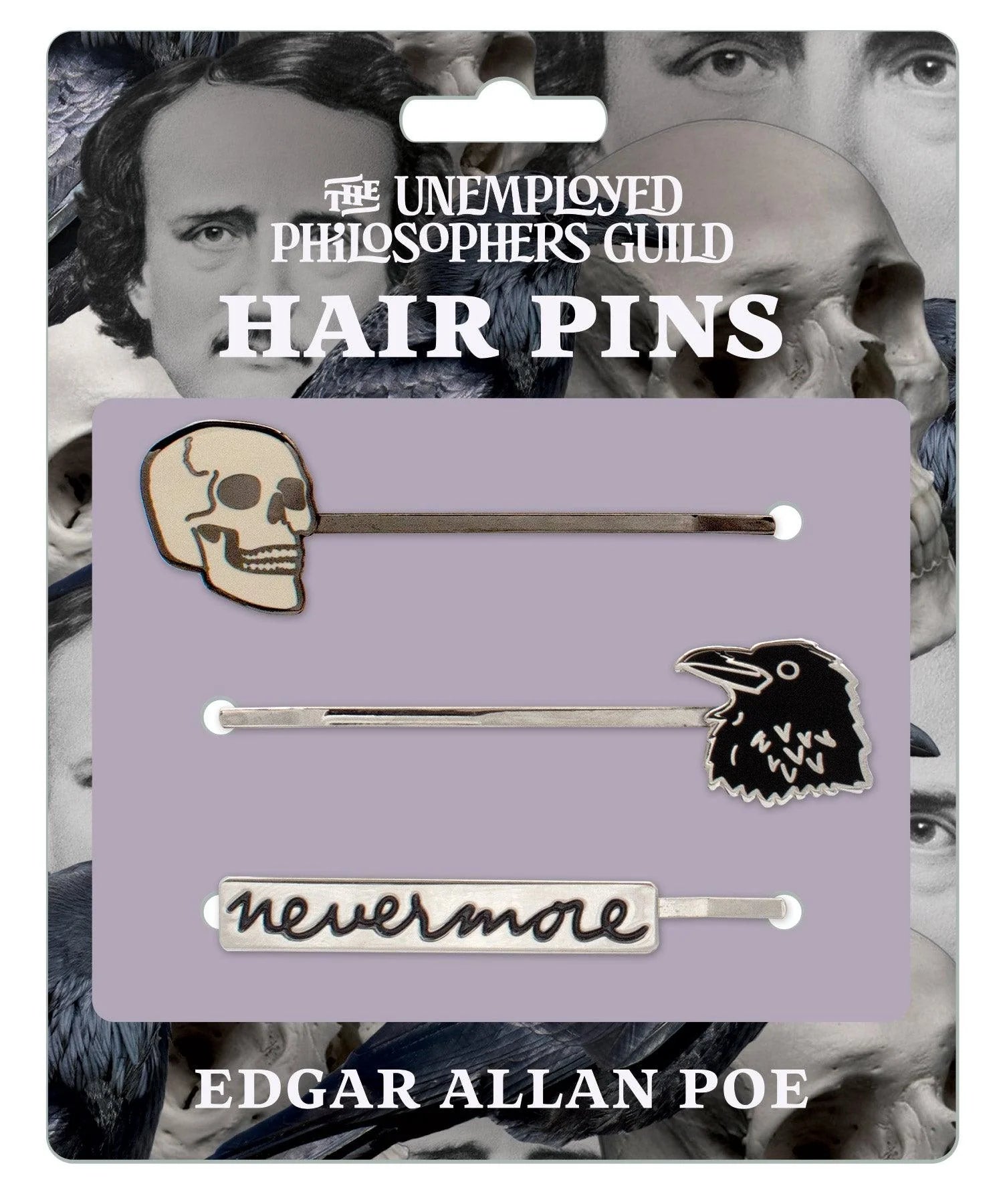 Edgar Allan Poe Enamel Hair Pins