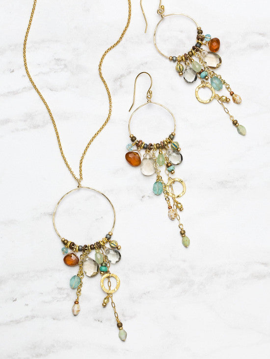 Holly Yashi Elemental Hoop Earrings - Gold and Wildwood    