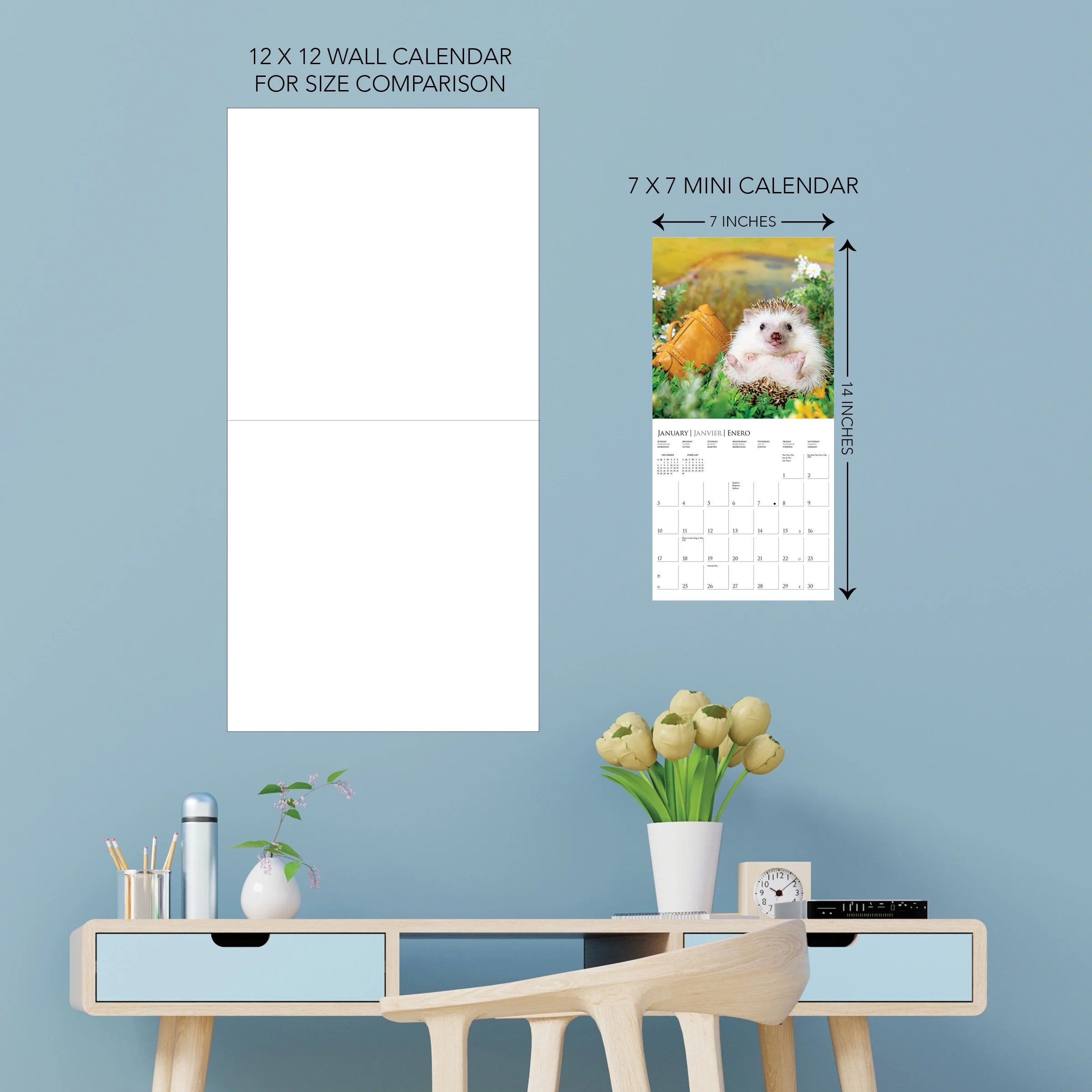 GRPH The Happiest Hedgehogs 2027 Mini Wall Calendar