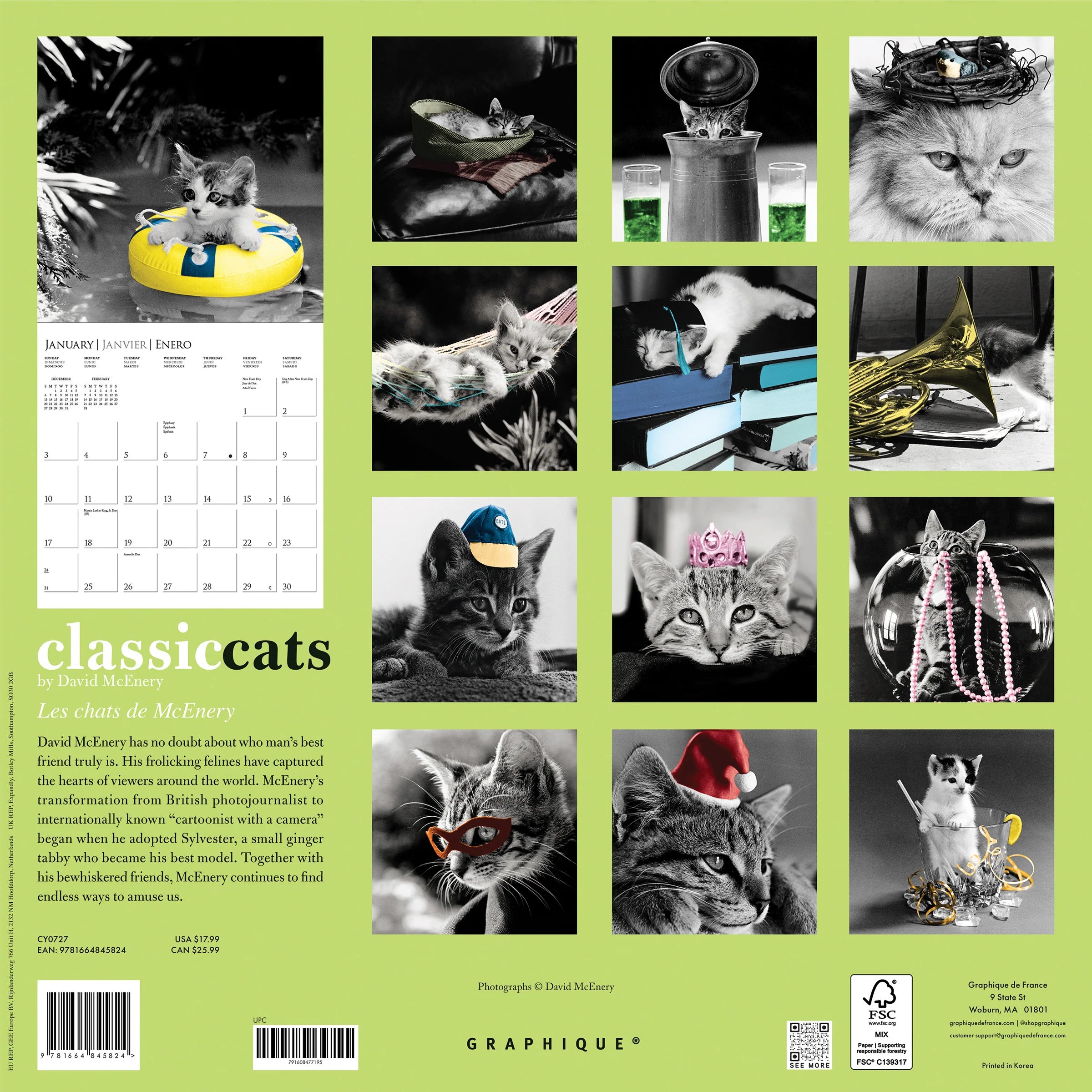 GRPH Classic Cats 2027 Wall Calendar