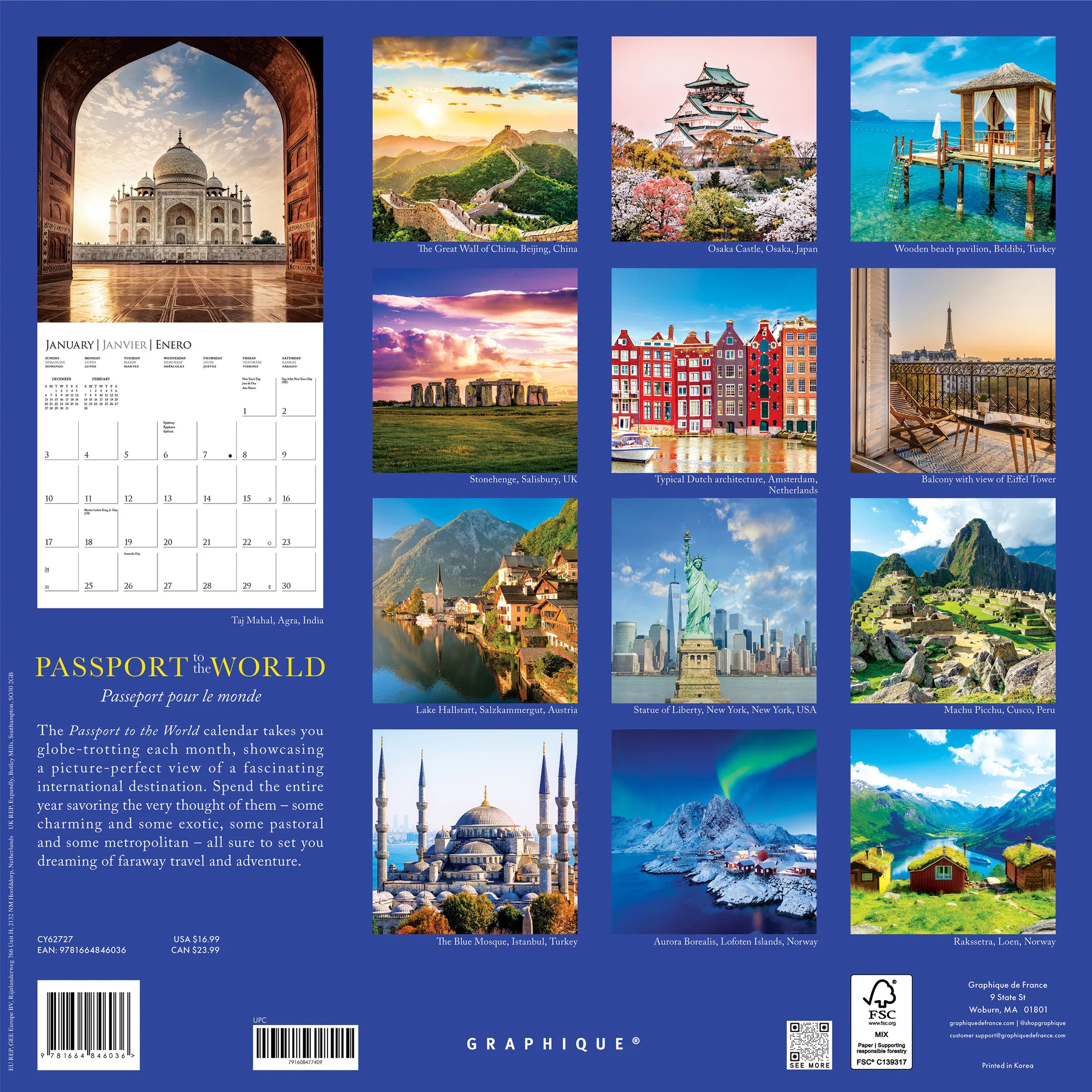 GRPH Passport to the World 2027 Wall Calendar