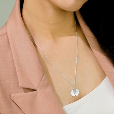 Boma Sterling Silver Gingko Leaf Necklace