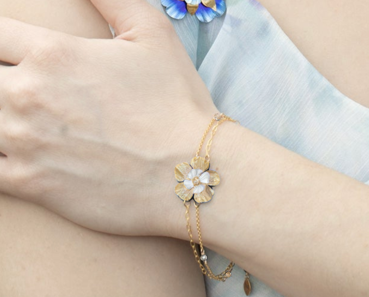 Holly Yashi Blissful Bloom Double Strand Bracelet - Gold and Silver
