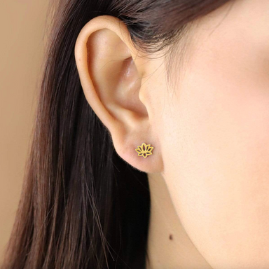Boma Lotus Flower Stud Earrings - Gold