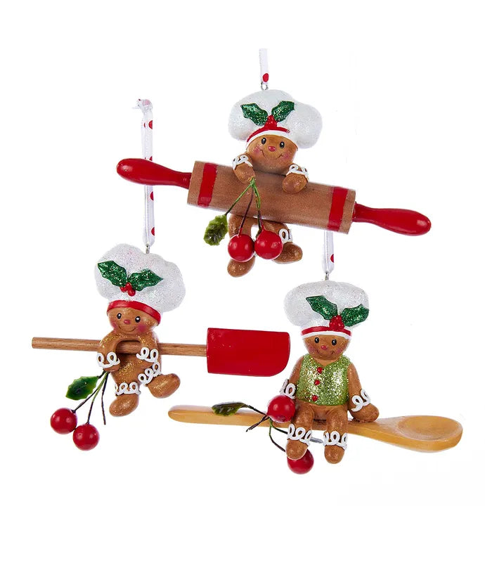 Gingerbread Man With Baking Utensil Ornament (Single) - Random Style