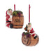Wine Lover Santa With Wine Barrel Ornament (Single) - Random Style
