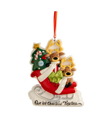 Our First Christmas Together Reindeer in Sleigh Ornament