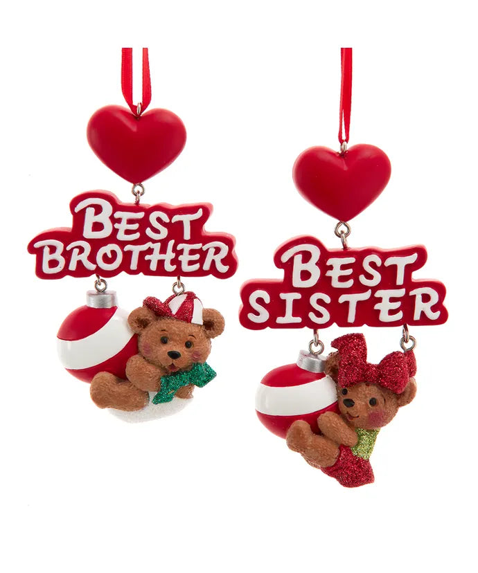 Best Sister or Best Brother Ornament (Single) - Random Style