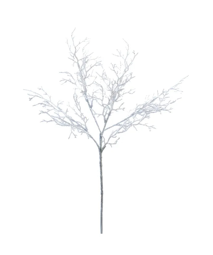 White Glitter Twig Spray