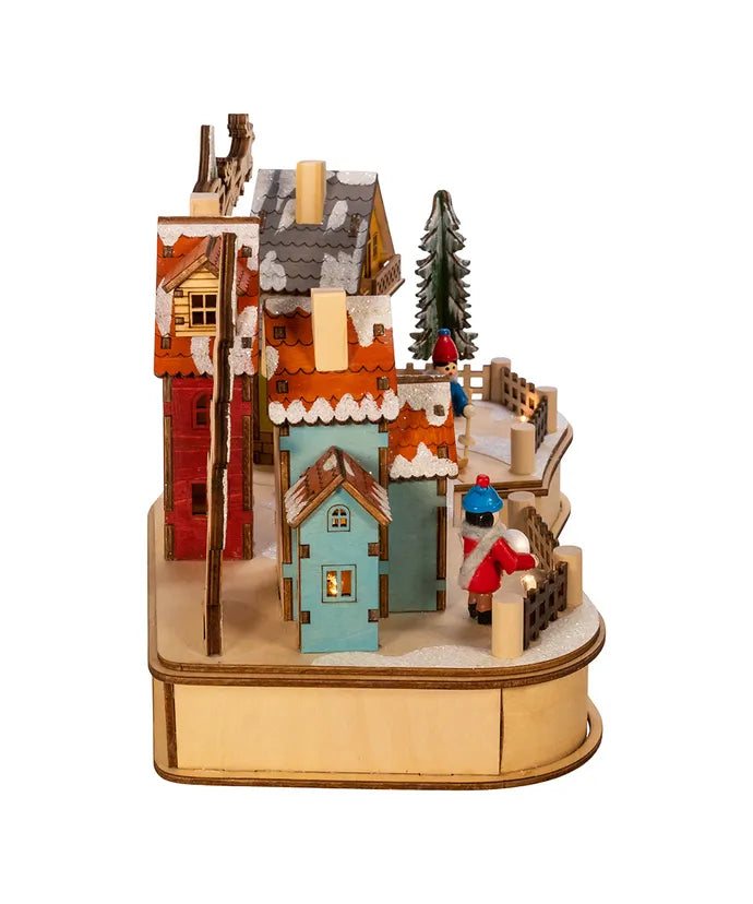 Wooden LED Musical Village House