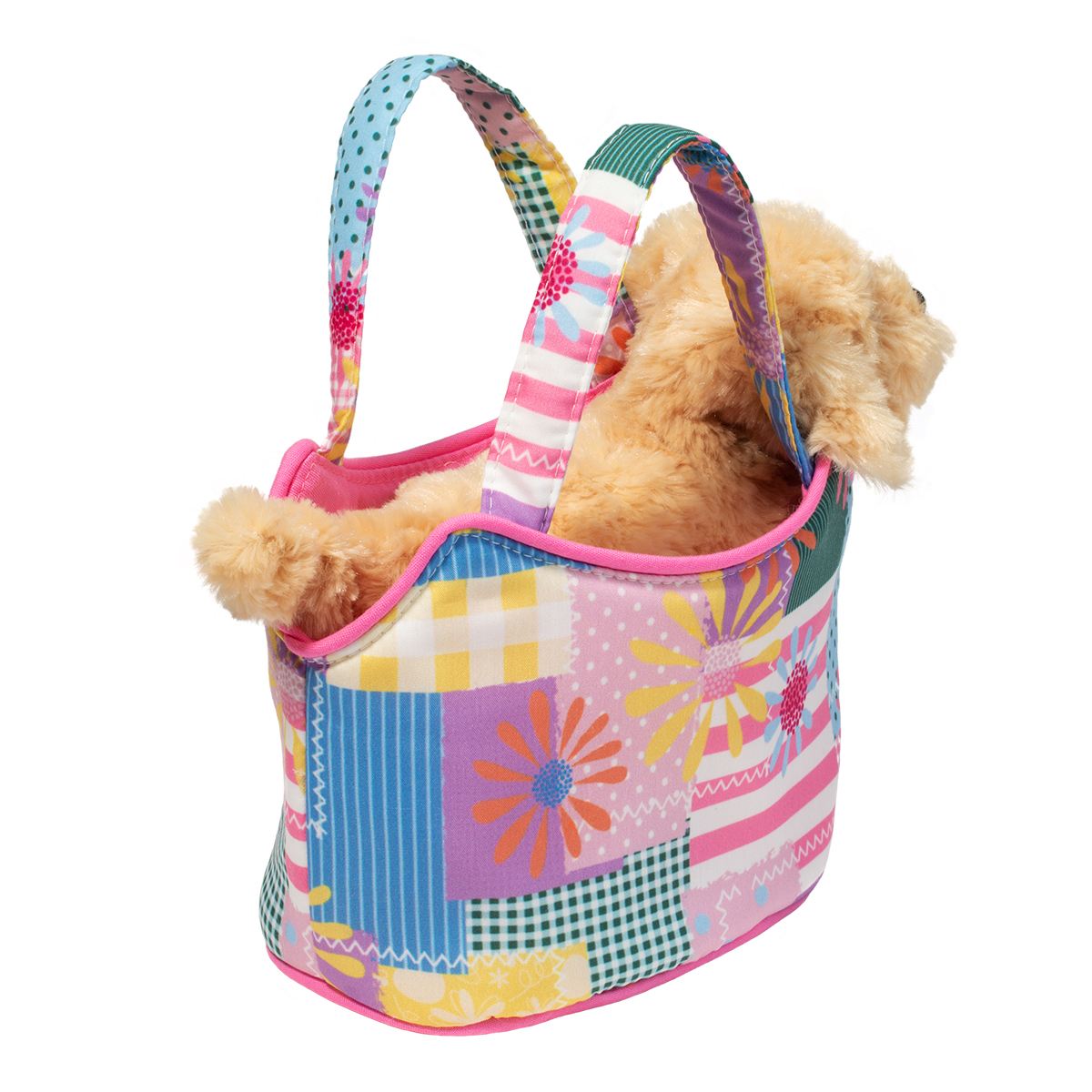 Patchwork Floral Sassy Pet Sak with Golden Retriever