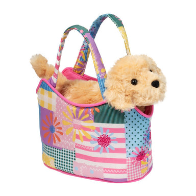 Patchwork Floral Sassy Pet Sak with Golden Retriever