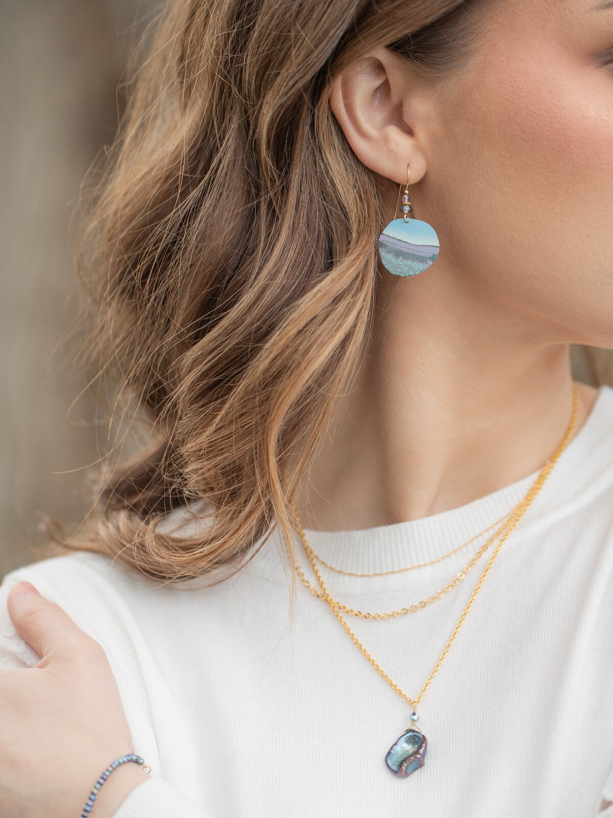 Holly Yashi Rip Tide Earrings - Lavender/Seashore Blue    