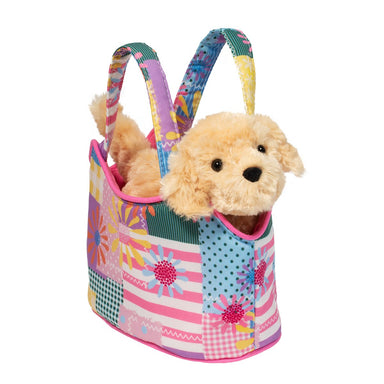 Patchwork Floral Sassy Pet Sak with Golden Retriever