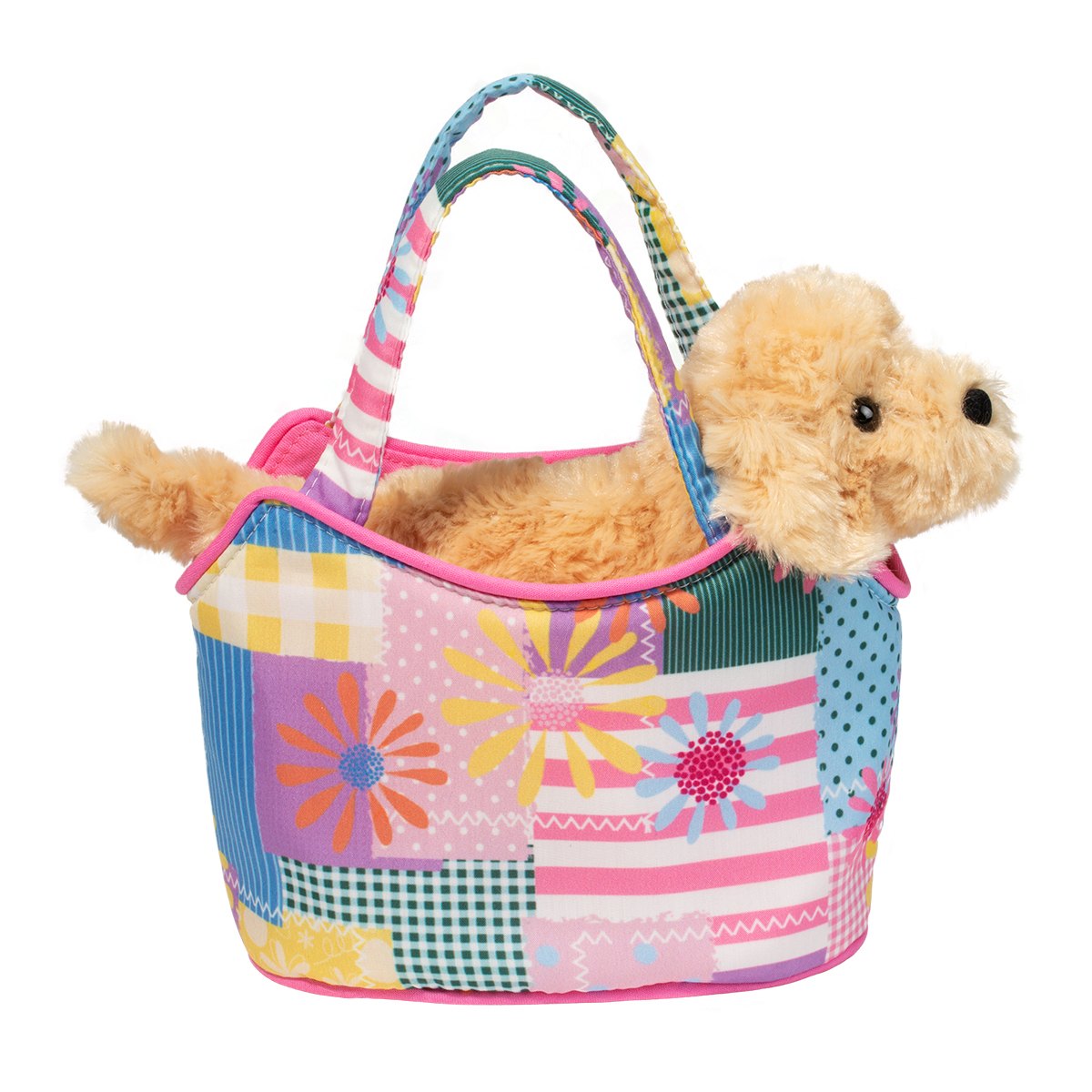 Patchwork Floral Sassy Pet Sak with Golden Retriever