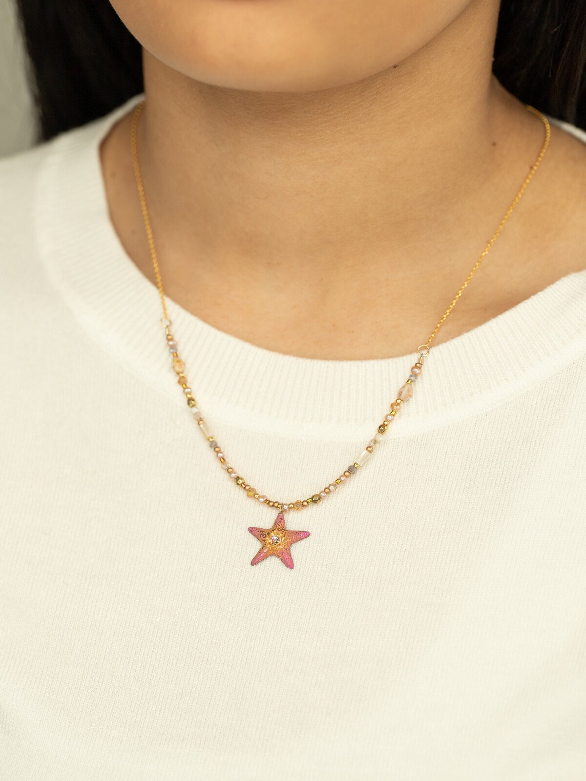 Holly Yashi Carmel Beaded Necklace - Peach    