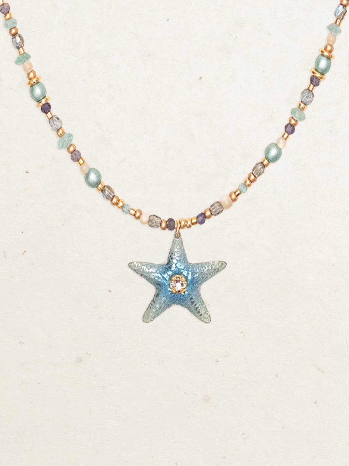 Holly Yashi Carmel Beaded Necklace - Seashore Blue    