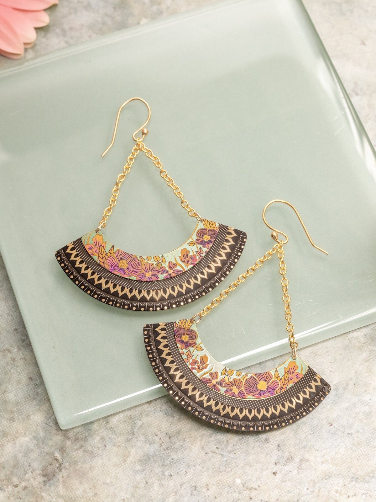 Holly Yashi Leah Rose Earrings - Amber Waves    