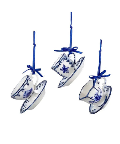 Blue and White Cup and Saucer Ornament Single) - Random Style