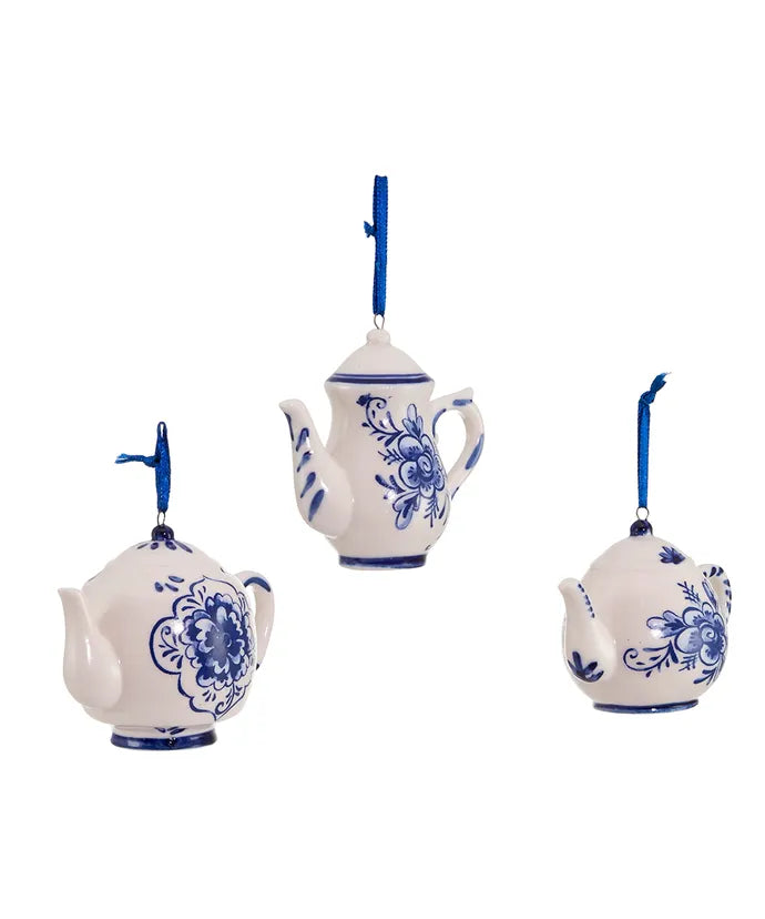 Blue and White Teapot Ornament (Single) - Random Style