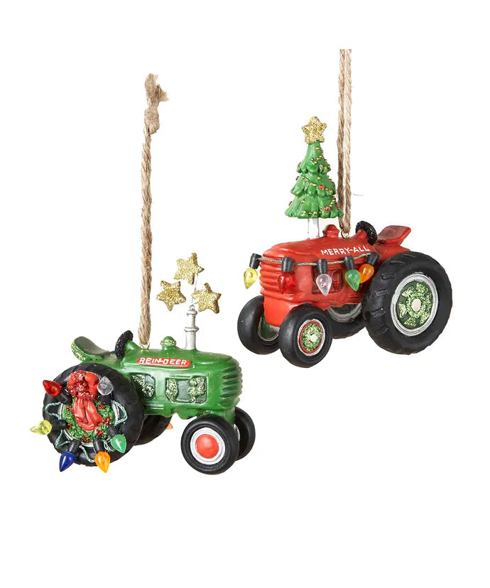 Festive Tractor Ornament (Single) - Random Color