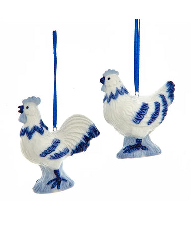 Blue and White Porcelain Chicken Ornament (Single) - Random Style