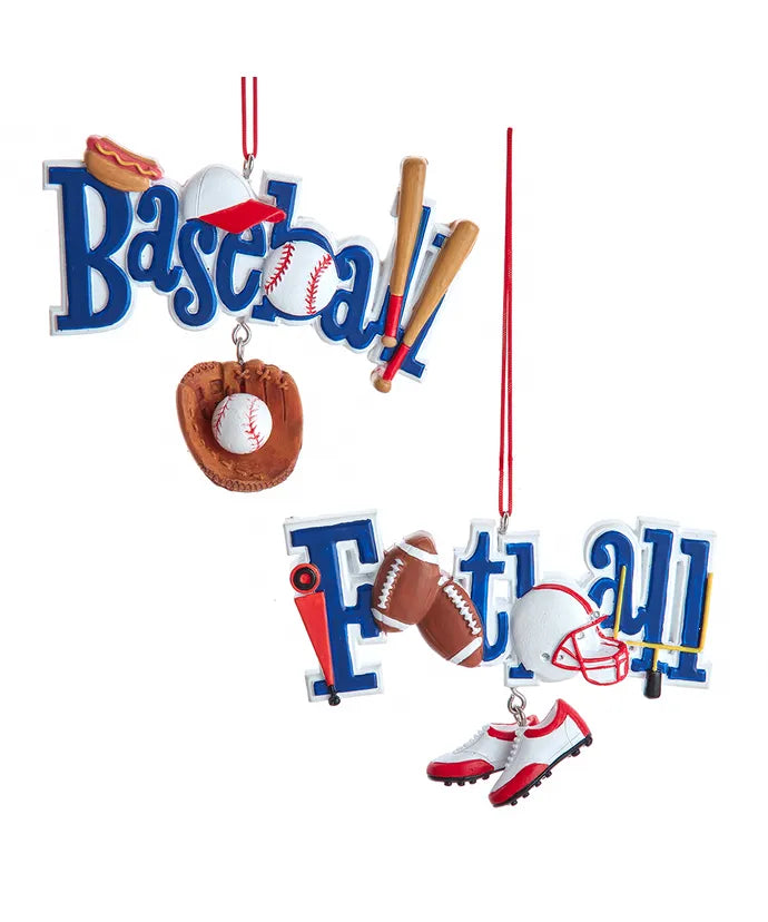 Baseball or Football Ornament (Single) - Specify Sport