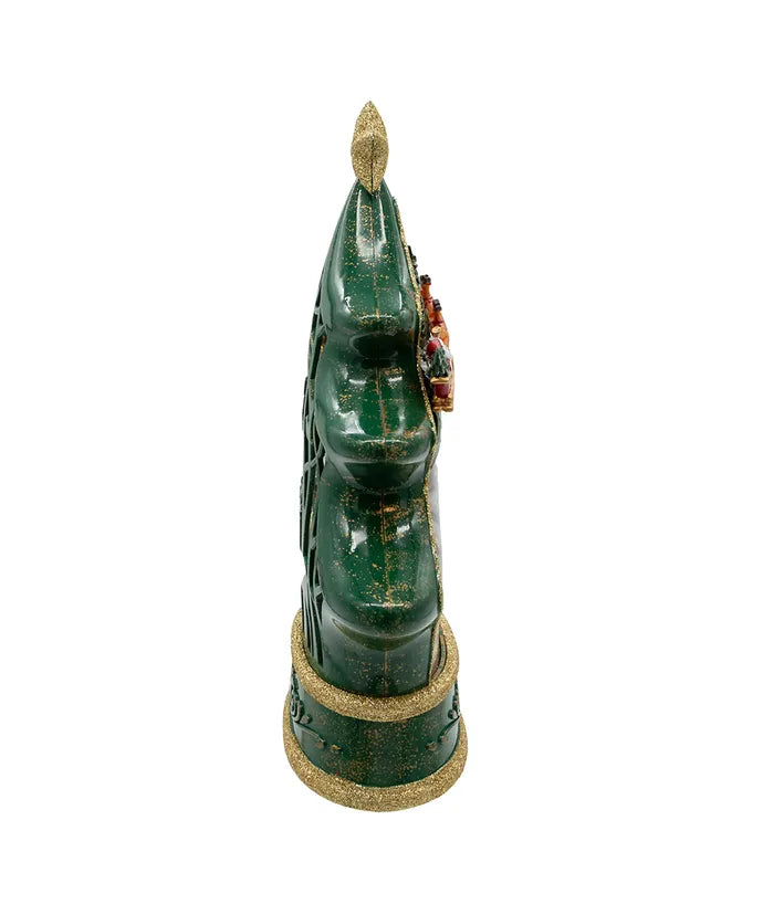 Snowman Tree with Santa Sleigh 11.5" Water Lantern