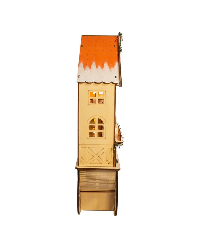 Wooden LED Musical Santa Wagon