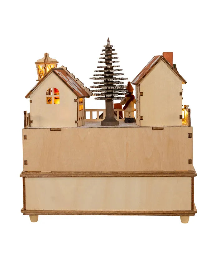 LED Wooden Musical Santa Christmas Village