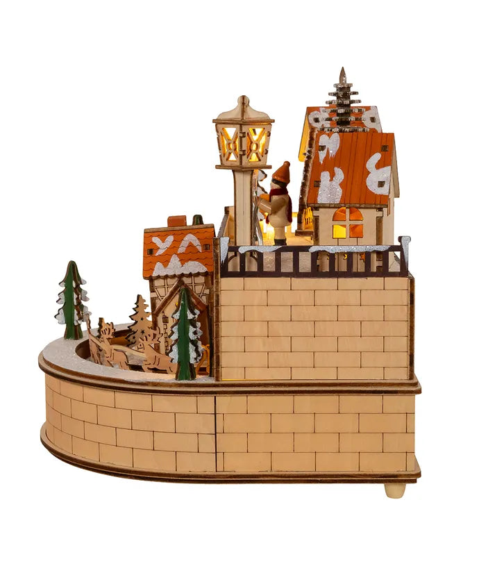 LED Wooden Musical Santa Christmas Village