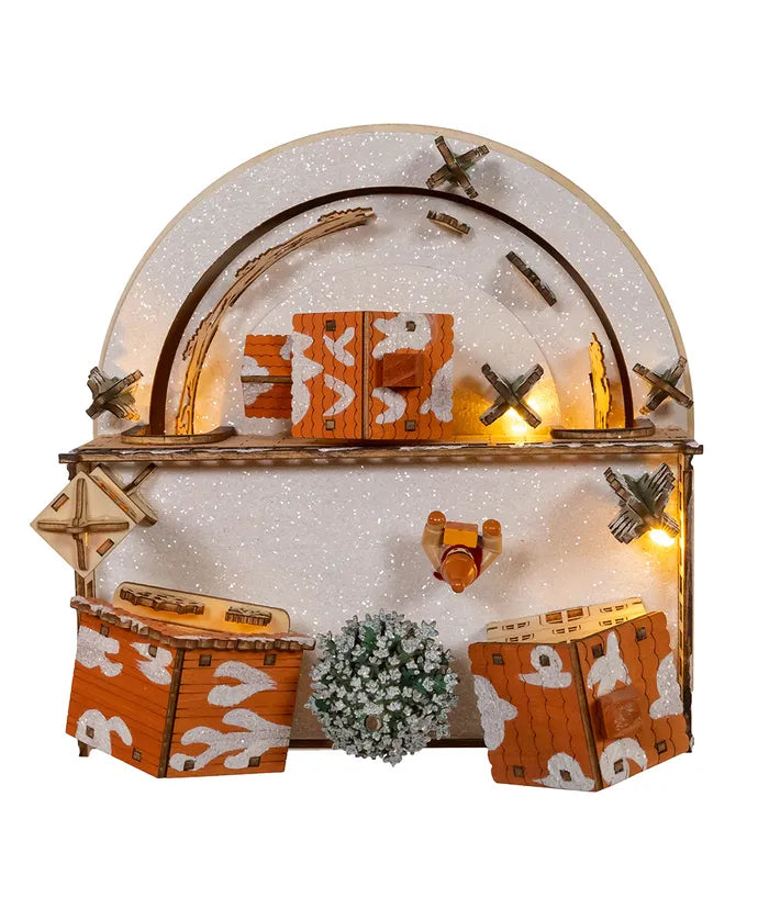 LED Wooden Musical Santa Christmas Village