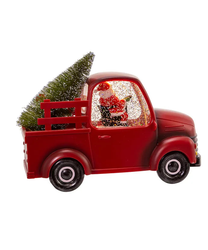 Santa in a Truck LED Water Lantern