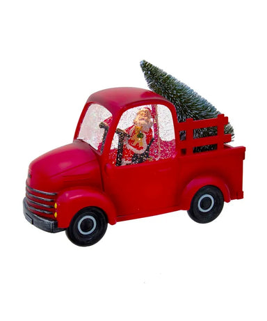 Santa in a Truck LED Water Lantern